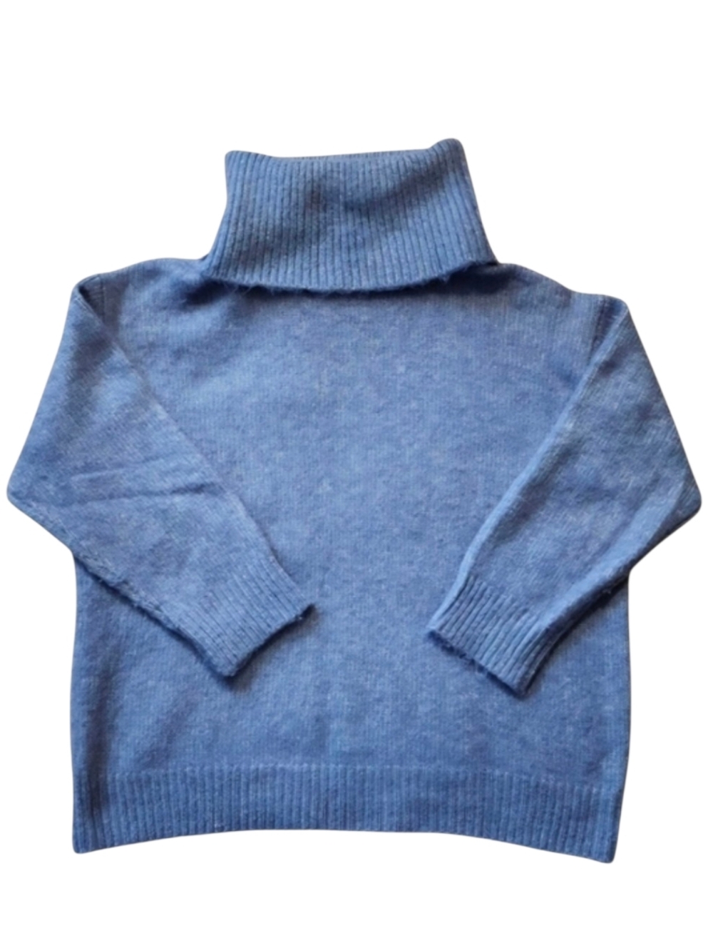 ZARA Medium Blue Oversized Knit Turtleneck Cozy Sweater